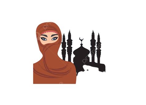 Beautiful Muslim Women On Mosque Background Beauty Intense Landscape Vector, Beauty, Intense ...