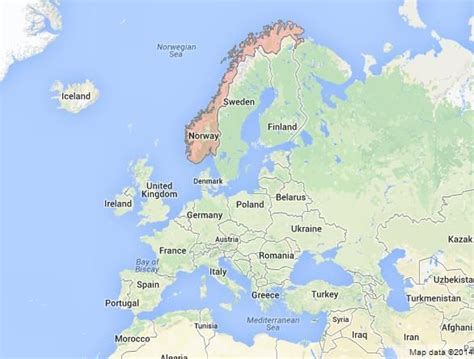 Map of Norway in Europe