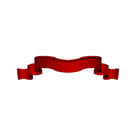 Curled Red Ribbon Banner Decoration Transparent Background, Red Banner ...