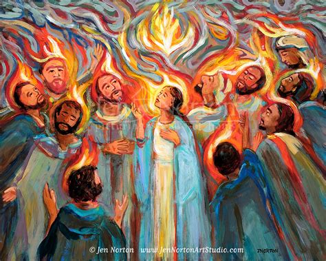 Pentecost Art Print Fire of the Holy Spirit on Disciples - Etsy