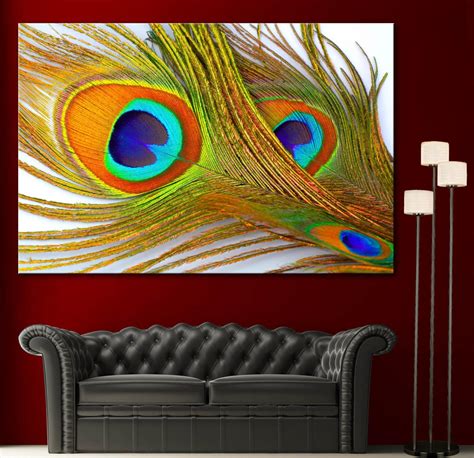 Peacock Feather Colorful Fine Wall Art Home Decor Canvas | Etsy ...