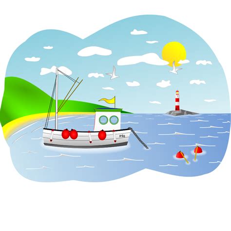 Free clip art "Coastal Fishing Boat Scene" by Bonzo