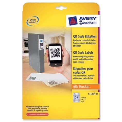 Avery Blockout QR Code Label 35 per Sheet 35x35mm White Square L7120-25 875 labels - Hunt Office ...