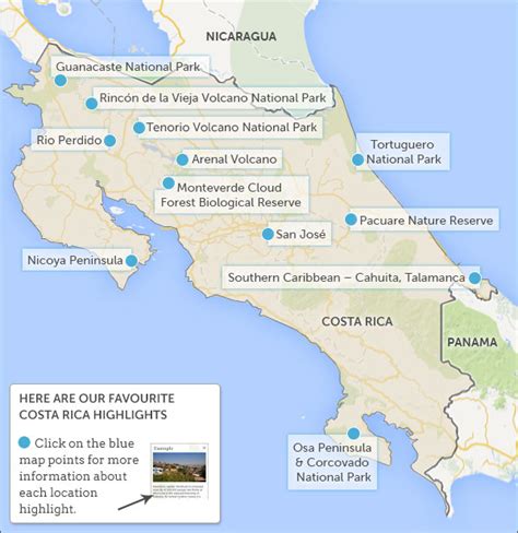 Costa Rica Volcanoes Map