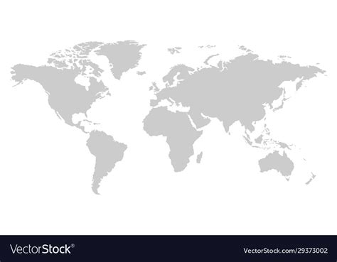 One color grey world map isolated on transparent Vector Image