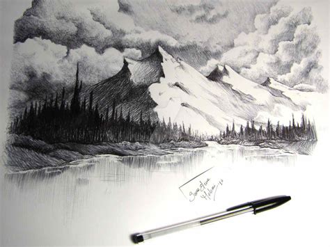 Mountain Pencil Sketch at PaintingValley.com | Explore collection of Mountain Pencil Sketch