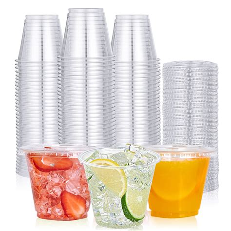 [200 PACK] 9oz Clear Plastic Cups With Flat Lids Flat Lids-9 oz for sale | North Las Vegas, NV ...