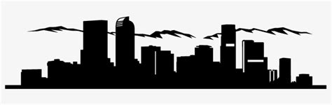 Denver Skyline Outline Denver skyline with gray buildings blue sky and reflections