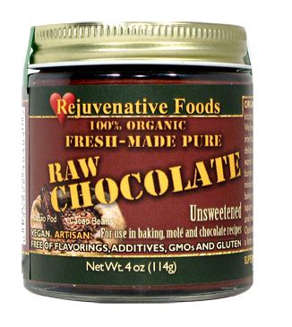 Raw Unsweetened Chocolate Organic Pure Fresh Rejuvenative Foods Sugar-Free Dairy-Free ...