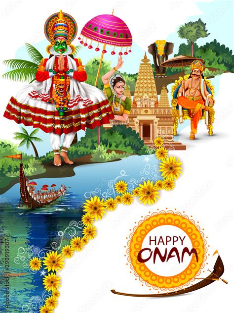 easy to edit vector illustration of Happy Onam holiday for South India festival background Stock ...