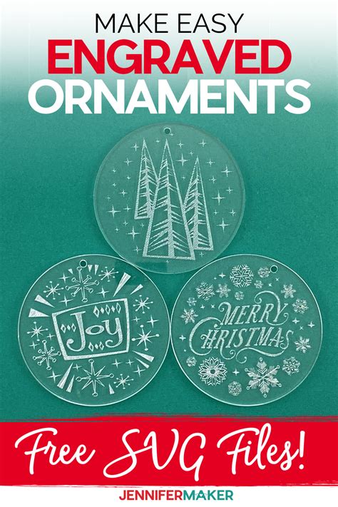 three christmas ornaments with the words make easy engraving on them