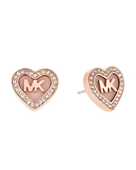 Michael kors Mk Pave Heart Stud Earrings in Metallic | Lyst