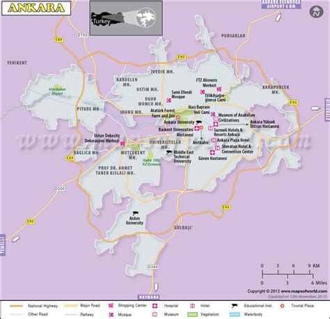 Ankara Map | Map of Ankara City, Turkey | Map, Tourist places, County map