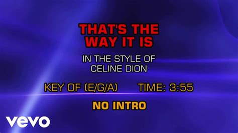 Celine Dion - That's The Way It Is (Karaoke) - YouTube