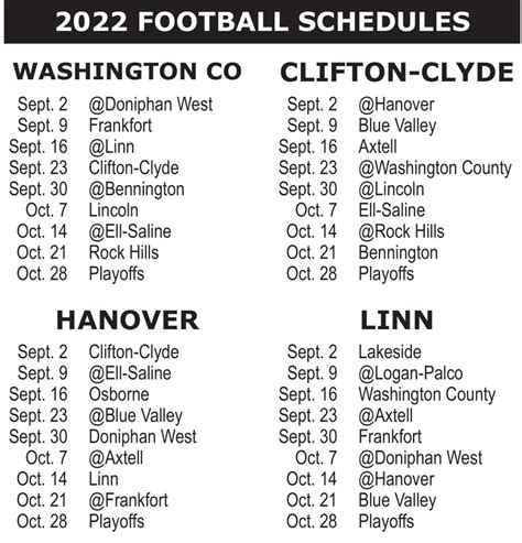 Football schedules released for 2022, 2023 seasons | Backroads News ...