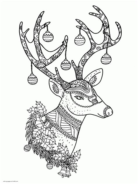 Wide Christmas Coloring Pages Reindeer