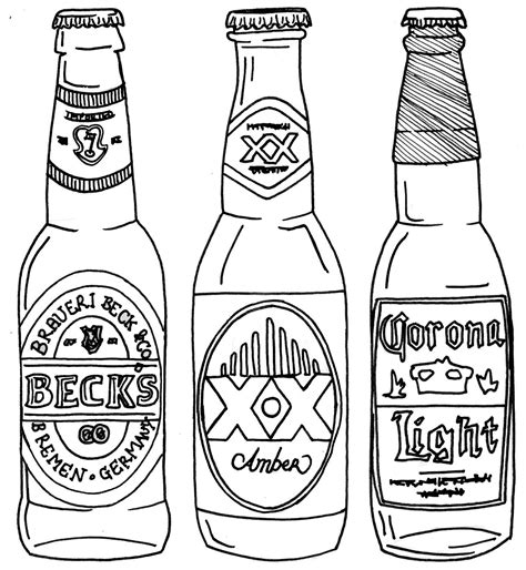 Beer Bottle Drawing, Beer Bottle Art, Beer Drawing, Line Drawing, Beer Mug Clip Art, Beer ...