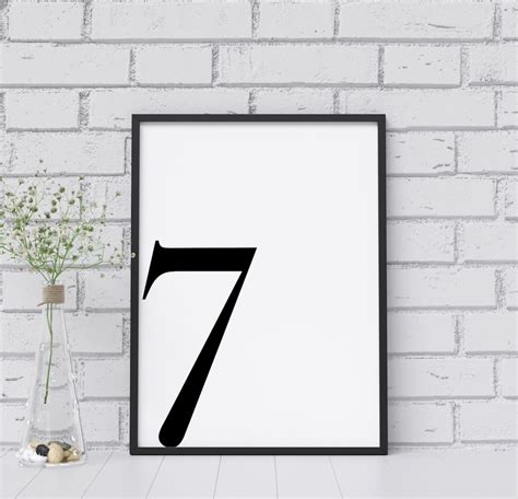 Number Seven Number 7 Number Wall Decor B&W Typography - Etsy