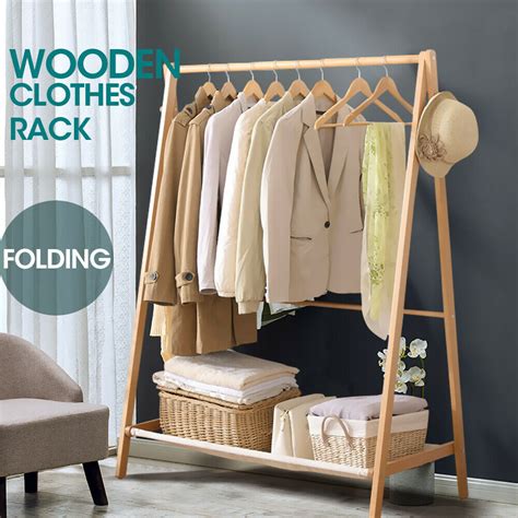 Furniture and Decor :: Levede Wood Clothes Rack Shelf Garment Coat ...