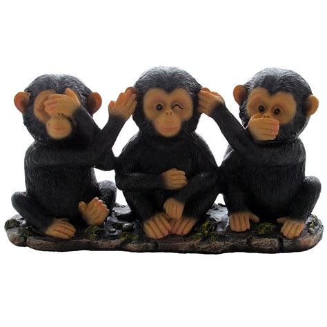 See, Hear and Speak No Evil Monkey Figurine Statuette Decoration for Decorative African Jungle ...