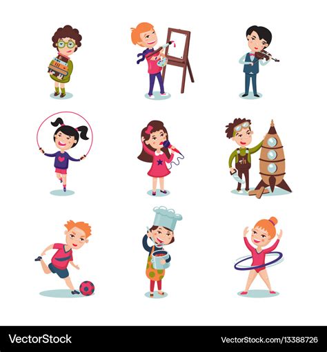 Children hobbies set Royalty Free Vector Image