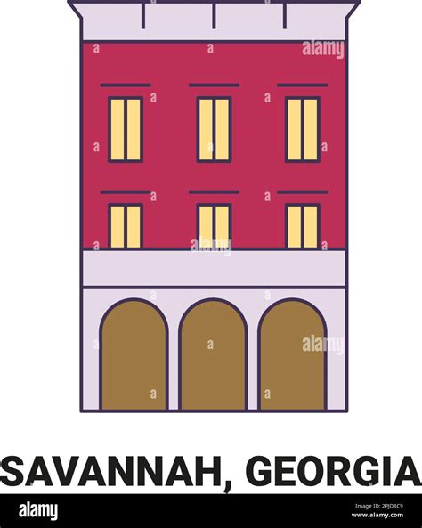United States, Savannah, Georgia travel landmark vector illustration Stock Vector Image & Art ...