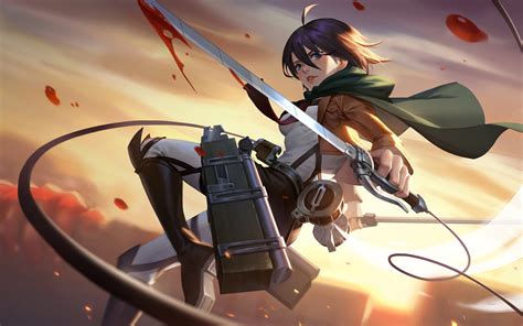 Download 1920x1200 Wallpaper Mikasa Ackerman, Attack On Titan, Art, Anime Girl, Widescreen 16:10 ...