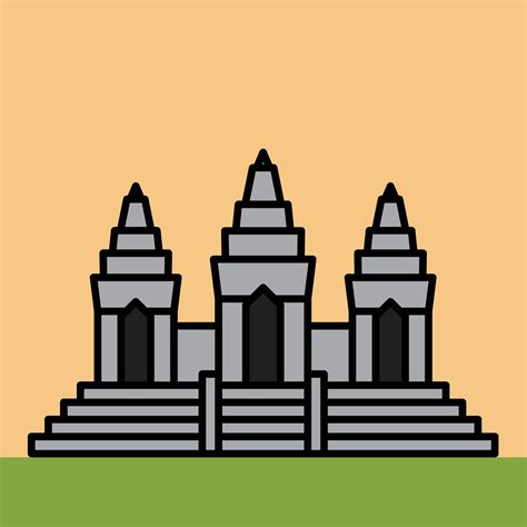 outline simplicity drawing of angkor wat landmark 3328003 Vector Art at Vecteezy