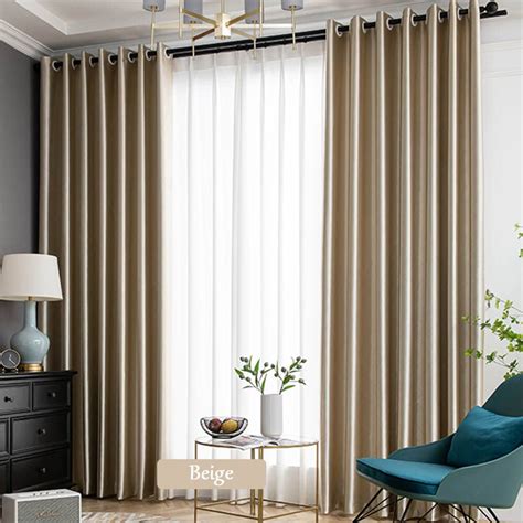 Beige 3D Embossed Textured Living Room Darkening Curtains – Anady Top