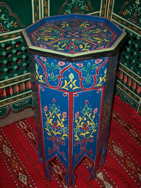 Amazon.com: Blue Tall Wood Painted Table By Treasures of Morocco ...
