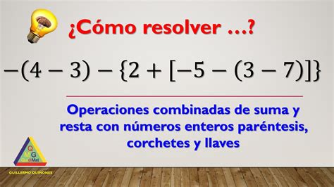 Operaciones combinadas con números enteros con paréntesis corchetes y llaves - Suma y resta ...