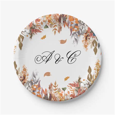 Autumn Leaves Wedding Party Paper Plates | Zazzle