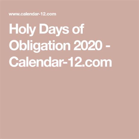 Holy Days of Obligation 2020 - Calendar-12.com Ascension Thursday, List Of Days, Ascension Of ...