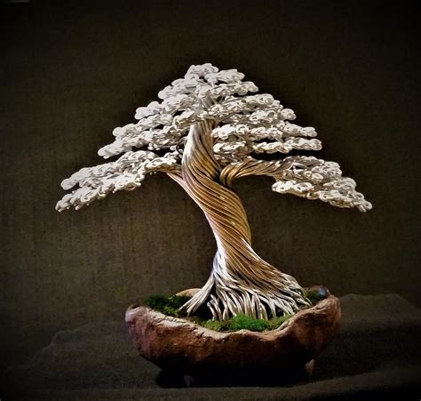 Wire Tree Sculpture In Silver By Rick Skursky Sculpture by Ricks Tree Art - Fine Art America