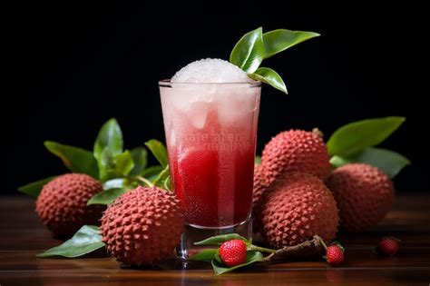 Premium AI Image | Free photo lychee juice and lychee fruit