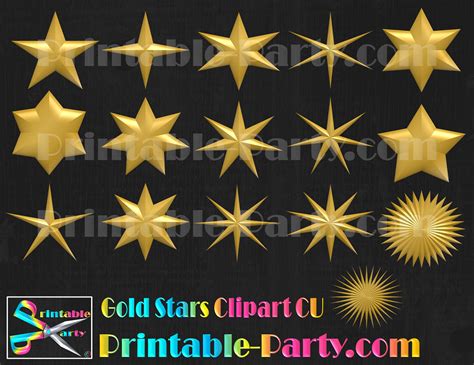 Gold Star Clipart | Golden Stars Graphics | Gold Star Images | Royalty Free