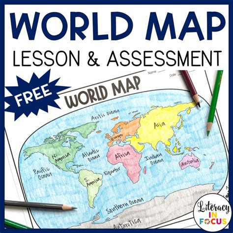 Printable World Map Worksheet and Quiz | Literacy In Focus | Map activities, Map worksheets ...