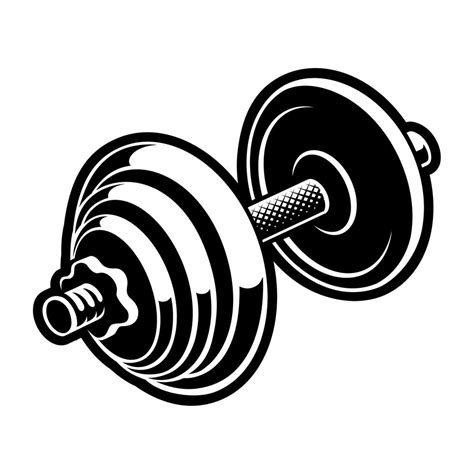 Black and white illustration of a chromed dumbbell 539128 Vector Art at Vecteezy