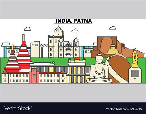 India patna hinduism city skyline architecture Vector Image