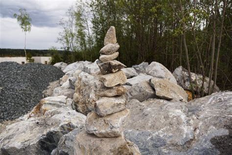 Pyramid Made of Stones in a Former Marble Quarry Stock Photo - Image of sortavala, cairn: 248819436