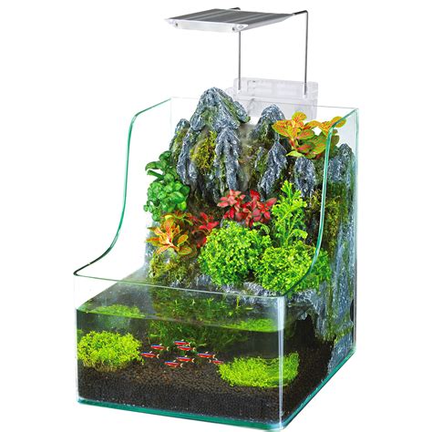 Aqua Terrarium Planting Tank with Aquarium for Fish, Waterfall LED Light, Filter | eBay