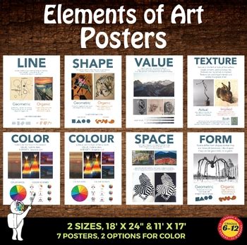 Elements of Art Posters - 8 Posters - 2 Spellings of Color and Colour