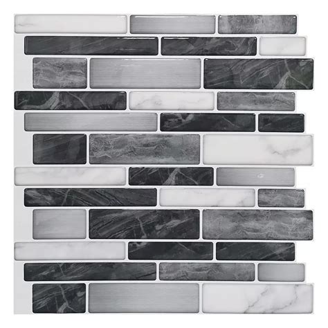 Art3dwallpanels 12-inch x 12-inch Peel and Stick Backsplash Dark Grey ...