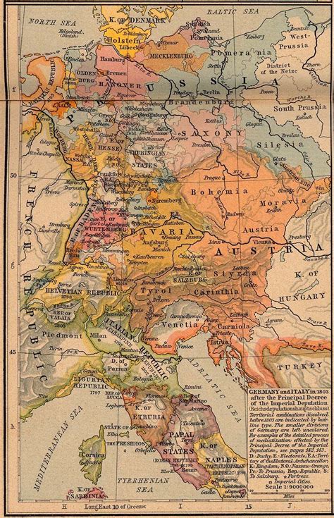 Italy and Germany Map, 1803 | Germany map, Italy map, Old world maps