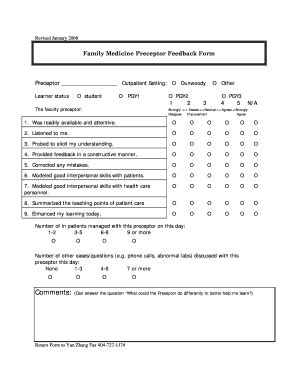 Nursing Preceptor Evaluation Form