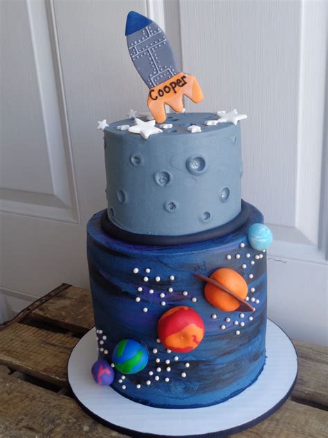 Outerspace/rocketship themed cake Birthday Cake Kids Boys, 6th Birthday Parties, Birthday Party ...