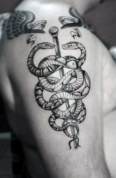 60 Caduceus Tattoo Designs For Men - Manly Ink Ideas