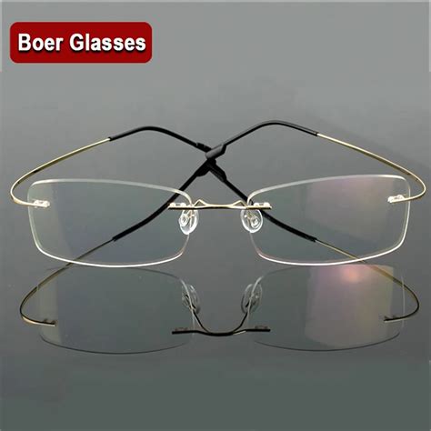 Hingeless Rimless Flexible Eyeglasses Unisex Frame Prescription Glasses 9 Colors Metal Ultra ...