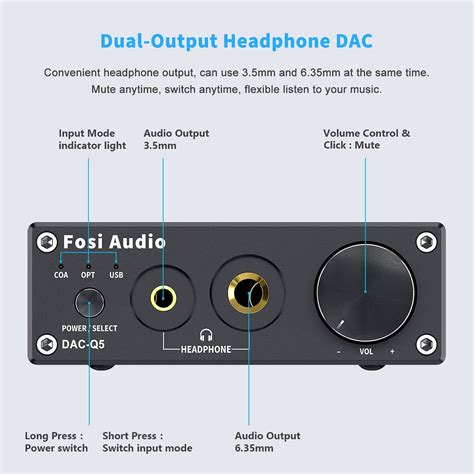 Q5 DAC Converter HiFi Headphone Amplifier & Mini Stereo Pre-Amplifier ...