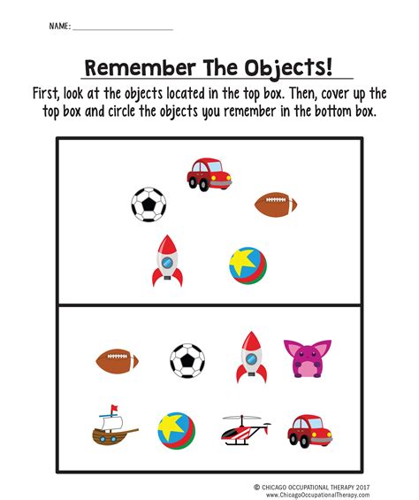 Visual Memory Worksheet for kids Speech Therapy Worksheets, Writing ...